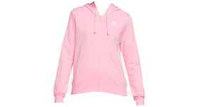 Nike Sportswear Women's Club Fleece Full-Zip Hoodie Med Soft Pink/White