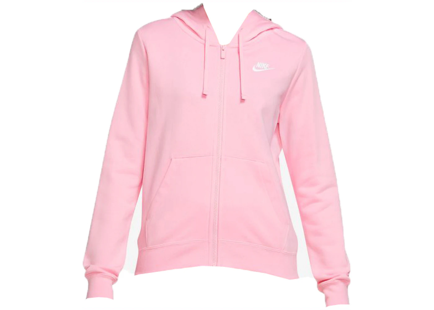 Nike Sportswear Women's Club Fleece Full-Zip Hoodie Med Soft Pink/White ...