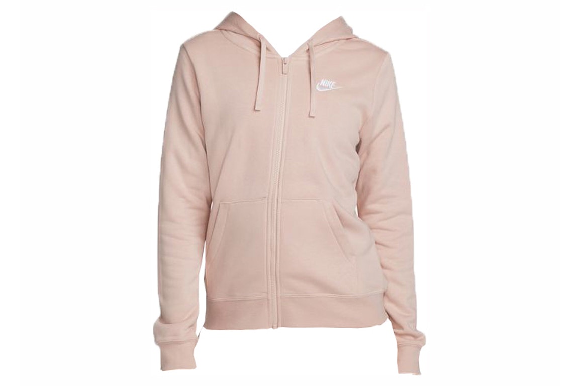 Pre-owned Nike Sportswear Women's Club Fleece Full-zip Hoodie Pink Oxford/white