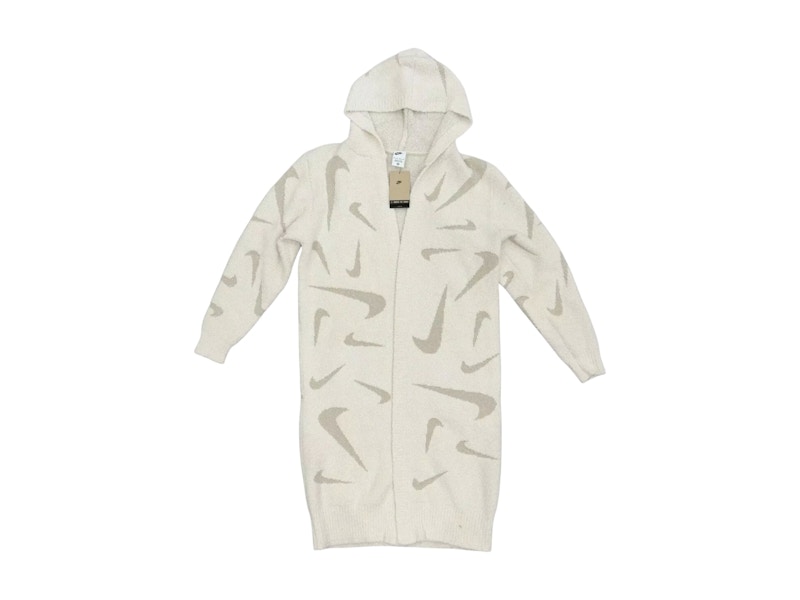 Pre-owned Nike Sportswear Women's Phoenix Cozy Boucle Long Knit Cardigan In White