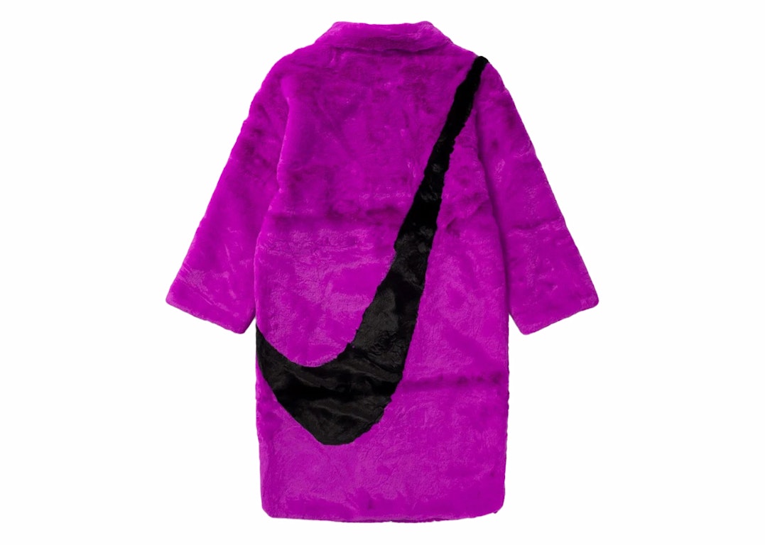 Pre-owned Nike Sportswear Women's Plush Faux Fur Swoosh Long Jacket Purple Velvet