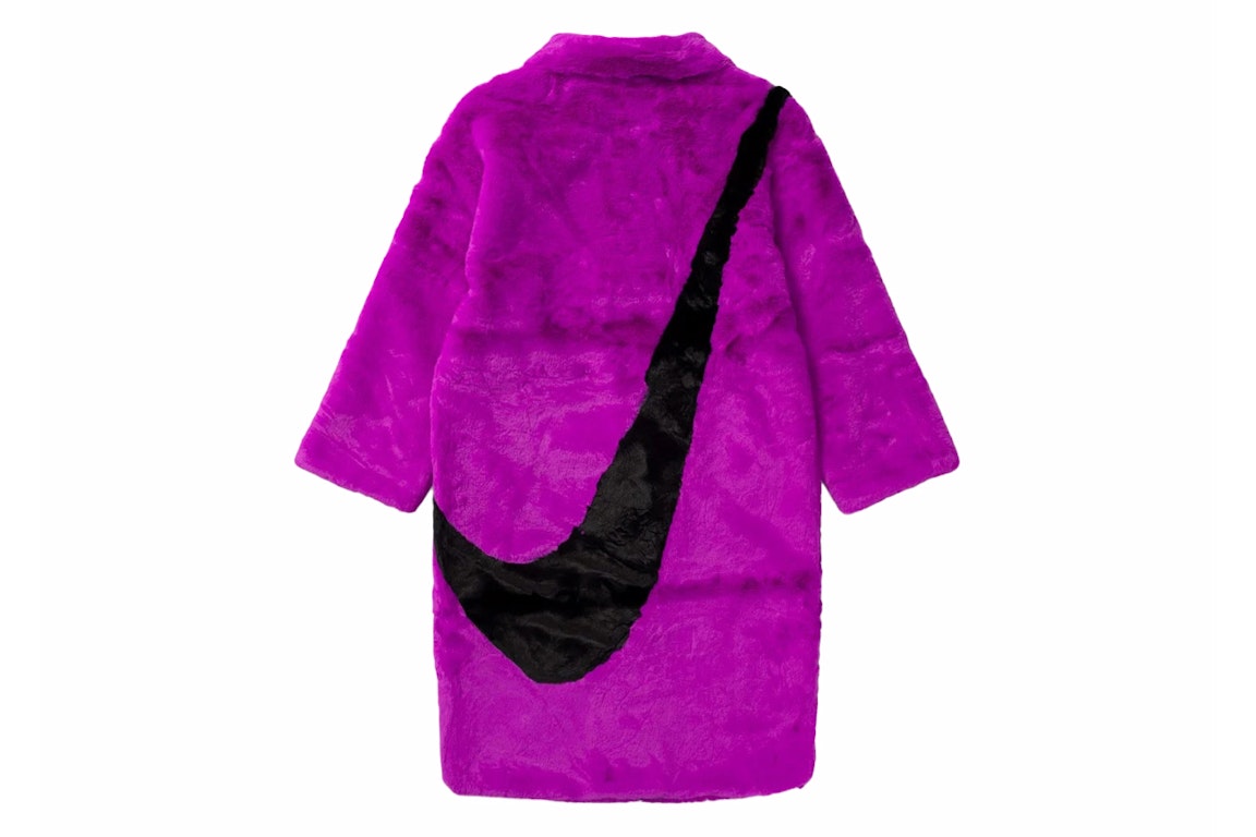 Pre-owned Nike Sportswear Women's Plush Faux Fur Swoosh Long Jacket Purple Velvet