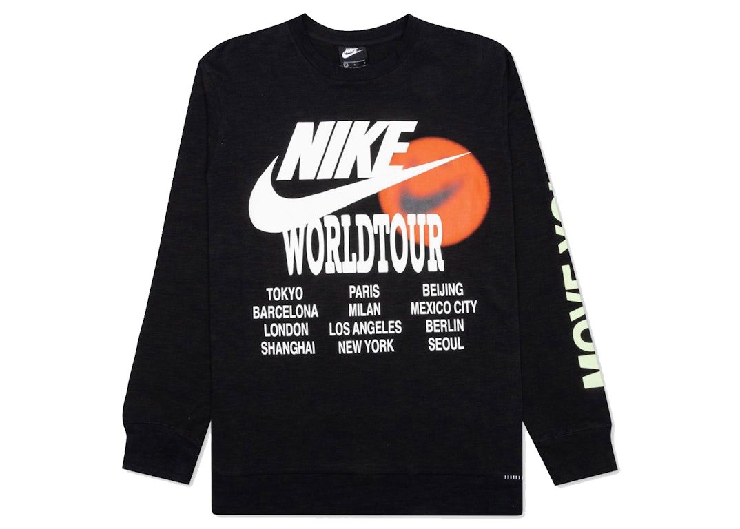 Pre-owned Nike Sportswear World Tour Long Sleeve Tee Black
