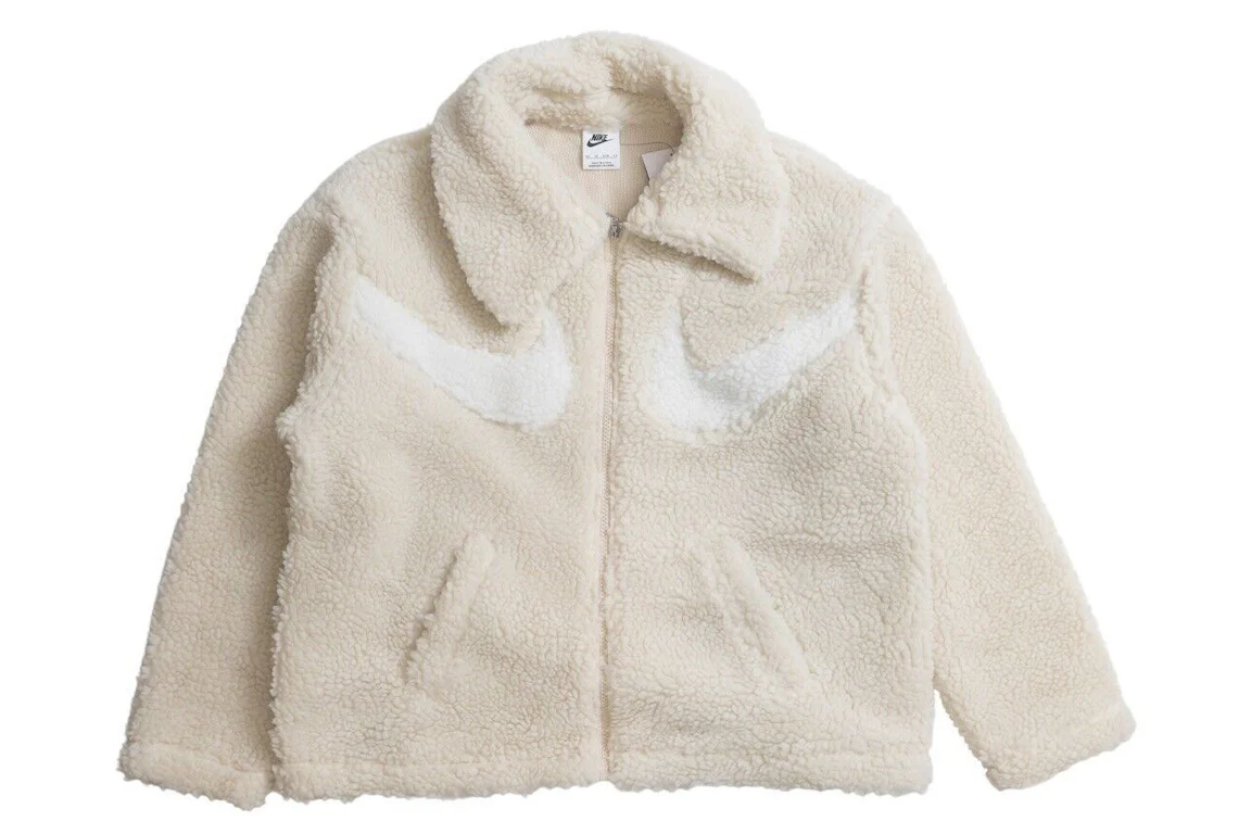 Nike Swoosh Full-Zip Sherpa Jacket Beige/White - FW23 - US