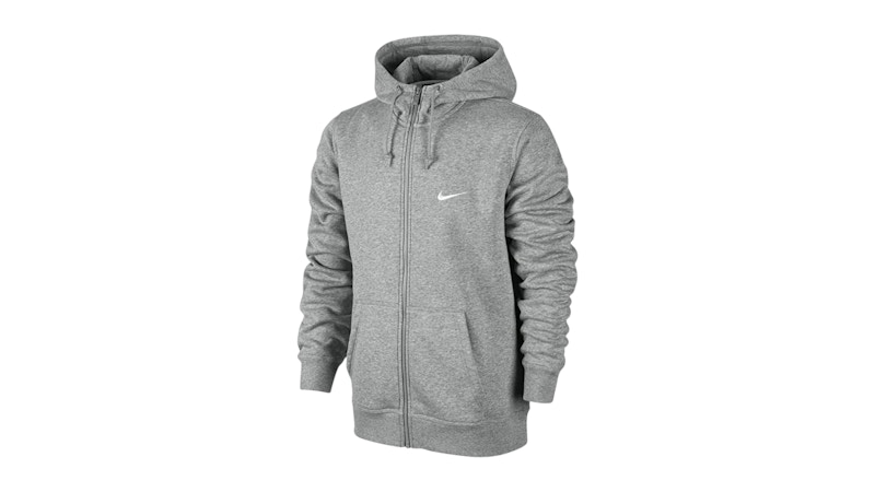 Nike Swoosh Logo Zip-Up Hoodie Grey Men's - FW24 - US