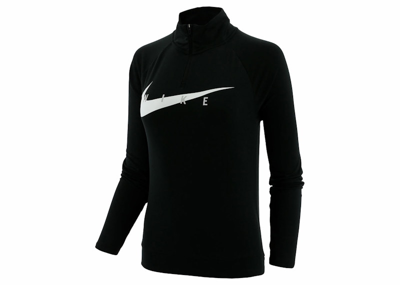 Pre-owned Nike Women's Swoosh Run Long Sleeve T-shirt In Black/white In Multi