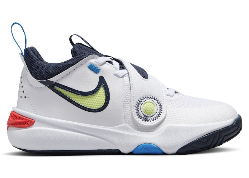 Pre-owned Nike Team Hustle D 11 Light Lemon Twist Sneakers In White/bright Crimson/photo Blue