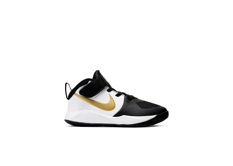 Nike Team Hustle D 9 Black Metallic Gold PS Kids AQ4225 004 US