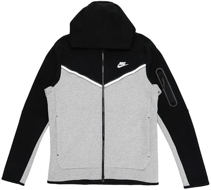Nike Tech Fleece Full Zip Hoodie Black/Dark Grey Heather/White Men's - US