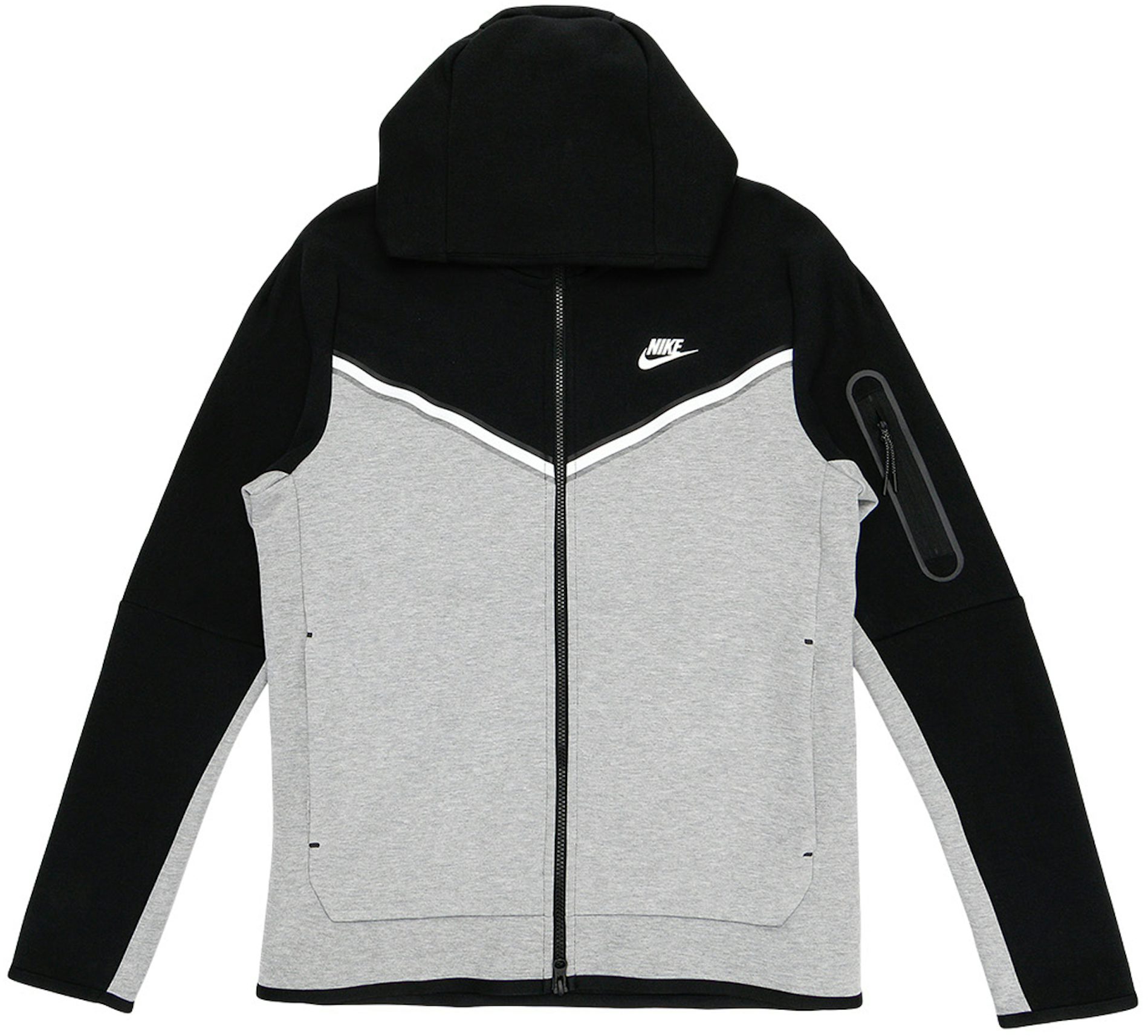 Nike Tech Fleece Full Zip Hoodie Black/Dark Heather/White Men's -