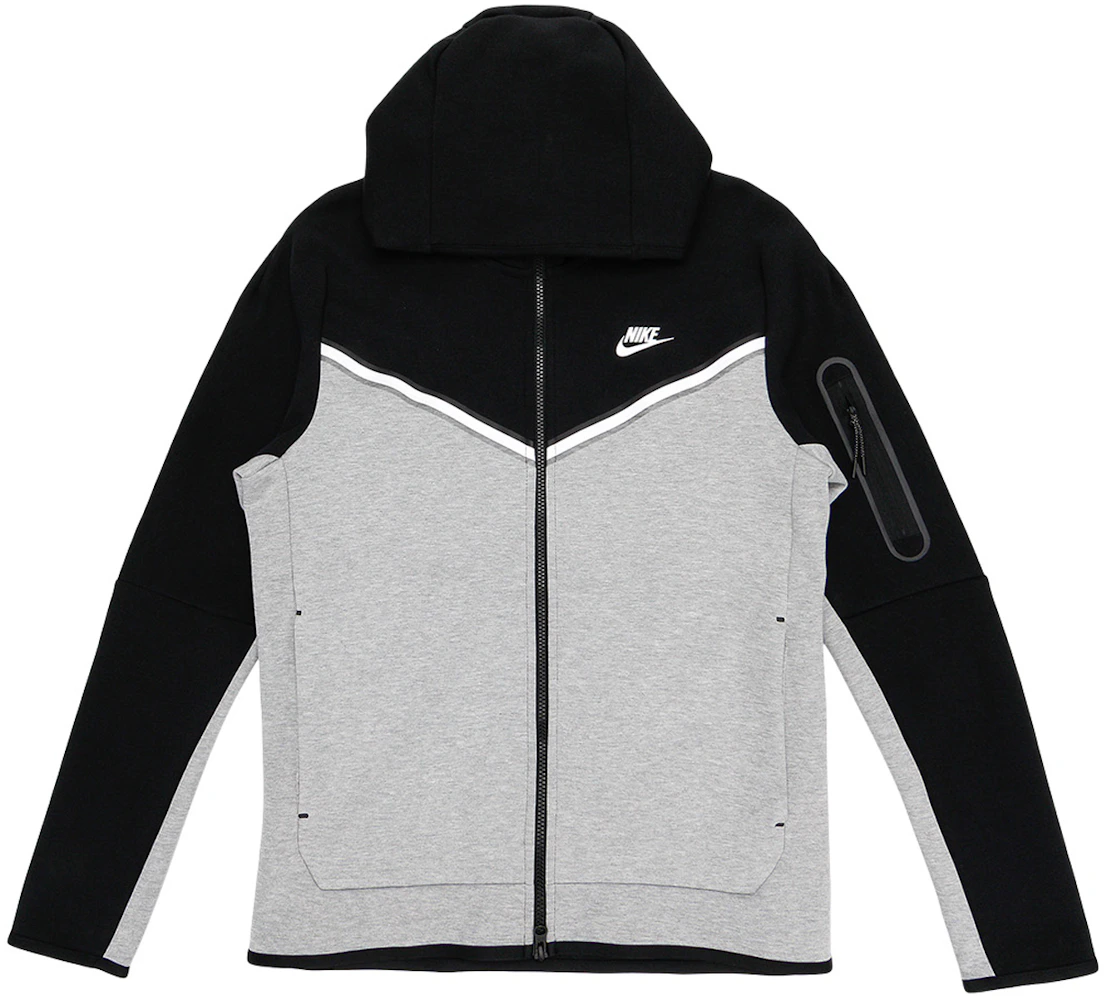 La ciudad privado Temblar Nike Tech Fleece Full Zip Hoodie Black/Dark Grey Heather/White Men's - US