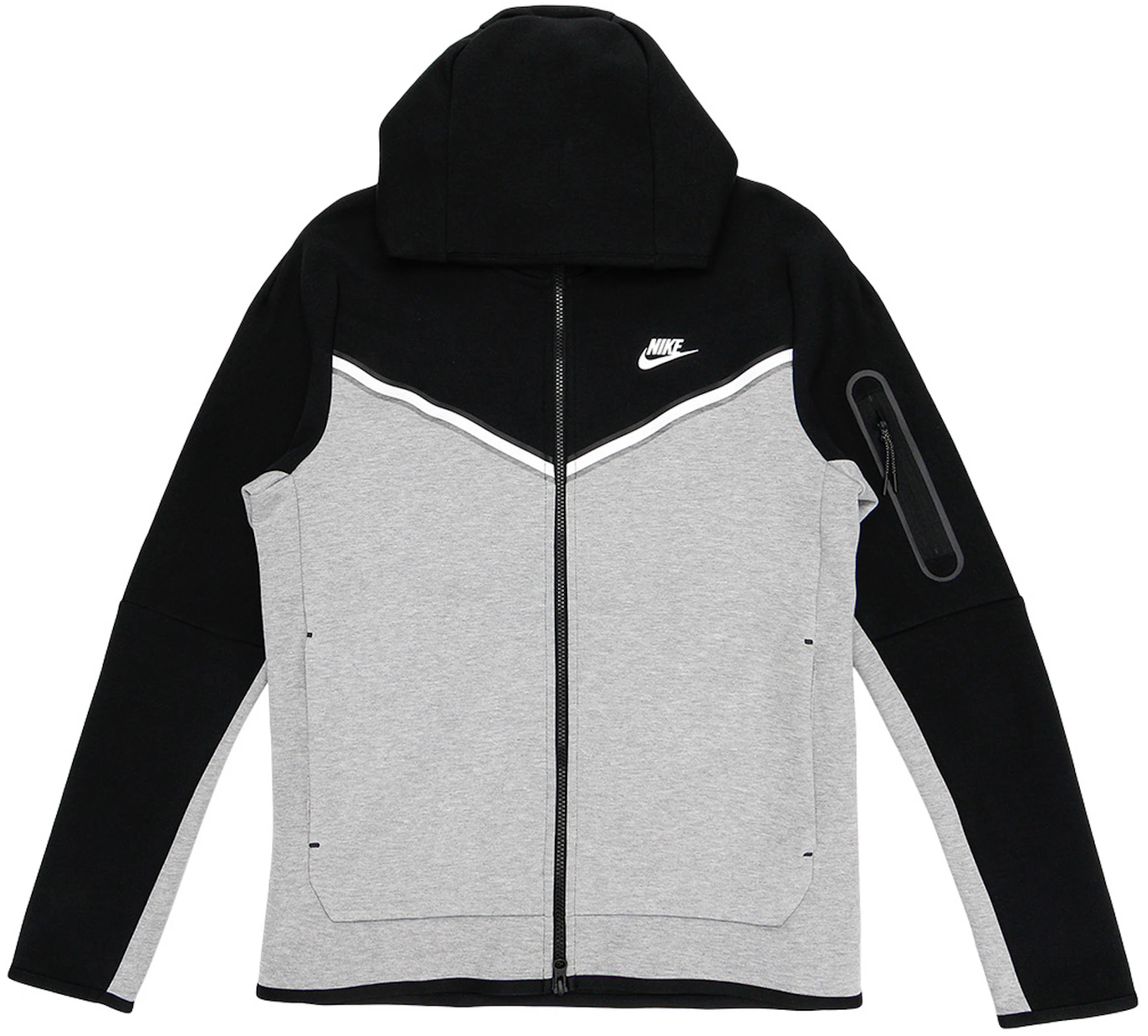 Nike Fleece Full Zip Hoodie Black/Dark Grey Heather/White US