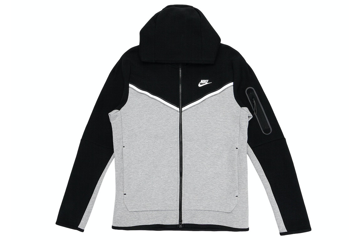 Pre-owned Nike Sportswear Tech Fleece Full-zip Hoodie Black/dark Grey Heather/white