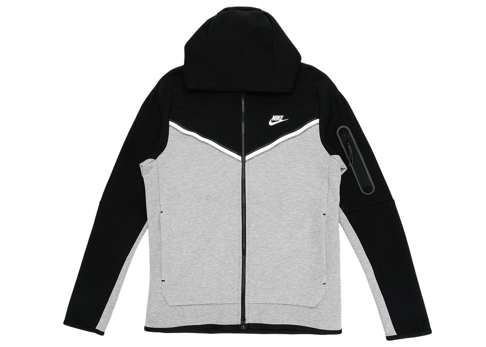 Nike Tech Fleece Full Zip Hoodie Black/Dark Grey Heather/White - JP