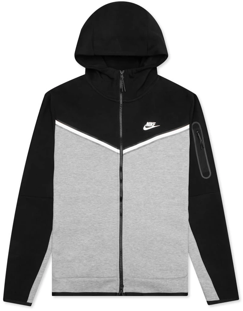 Nike Tech Fleece Full Zip Hoodie Black/Dark Grey Heather/White