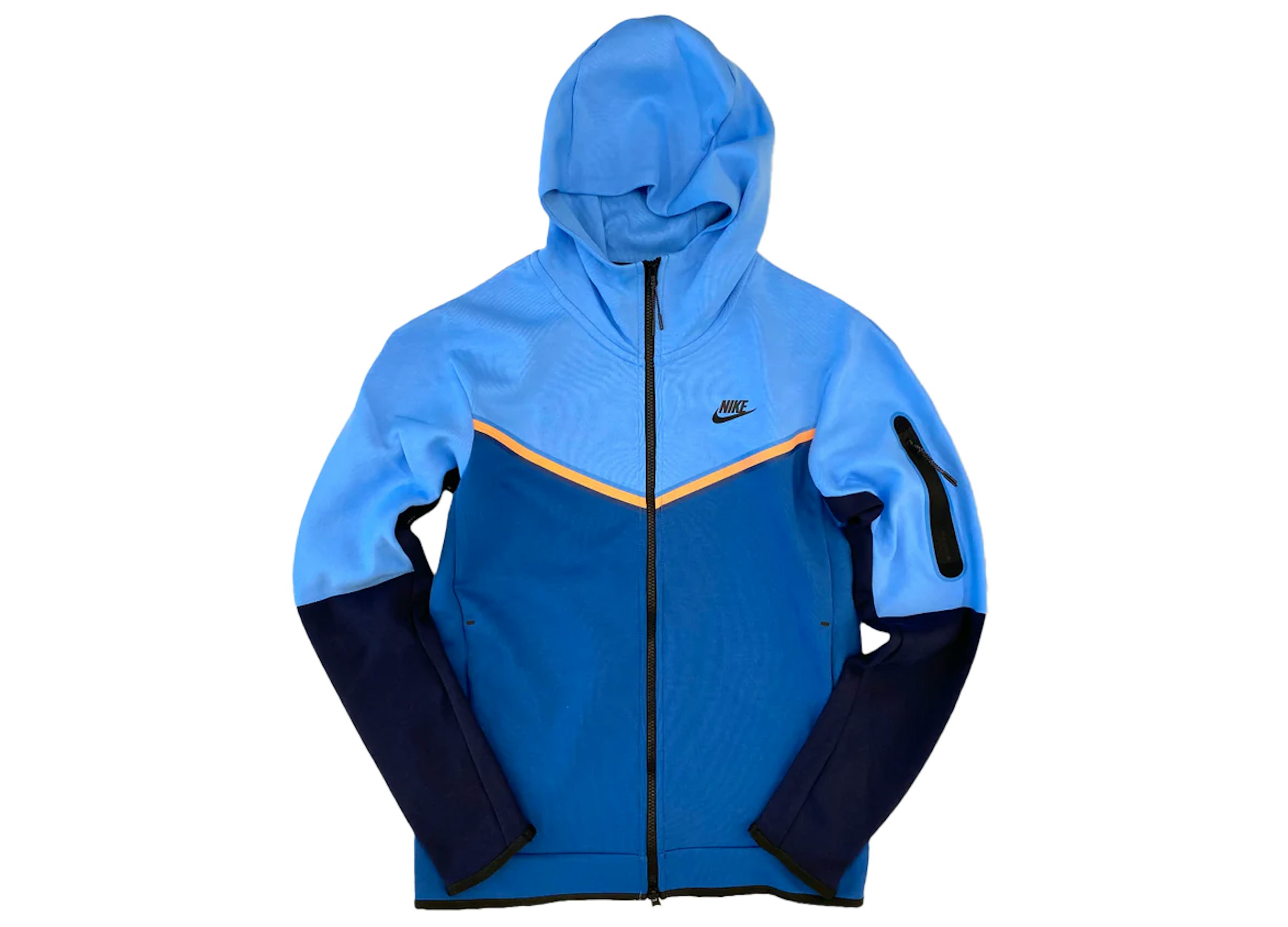 Nike Fleece Full Zip Hoodie Blue Navy Orange - SS22 -