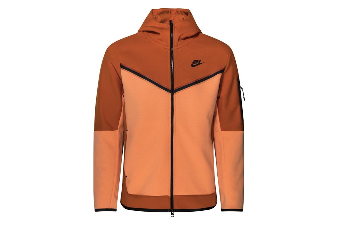 Pre-owned Nike Sportswear Tech Fleece Full-zip Hoodie Campfire Orange/orange Frost/black