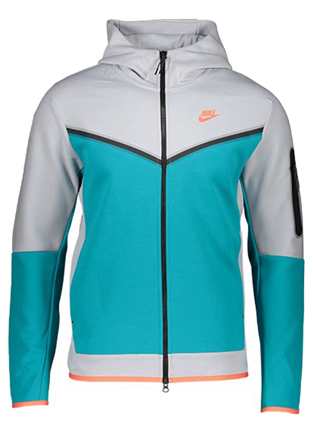 Nike Tech Fleece Full-Zip Hoodie Grey/Light Blue/Orange/Black 