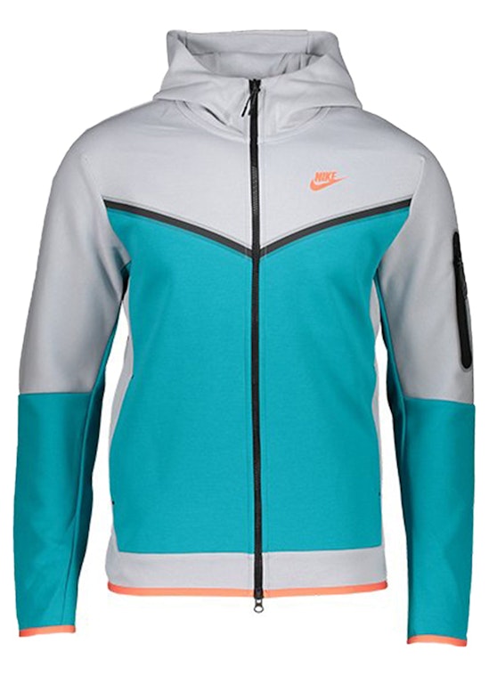 Pre-owned Nike Sportswear Tech Fleece Full-zip Hoodie Grey/light Blue/orange/black