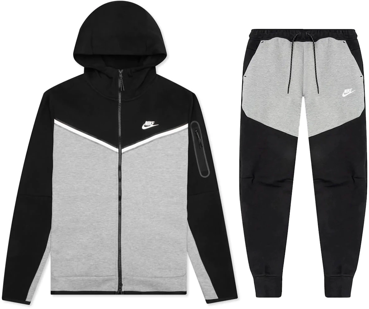Nike Sportswear Tech Zip & Joggers Set Black/Dark Grey Men's - US