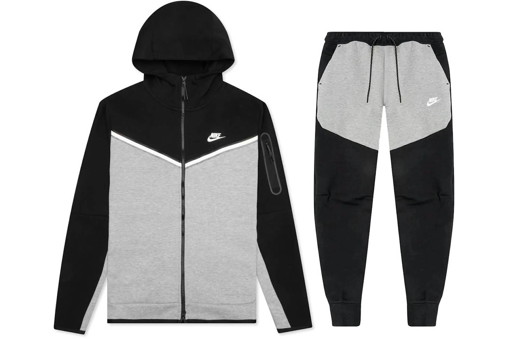 Nike Sportswear Tech Fleece Full Zip Hoodie & Joggers Set Black/Dark ...