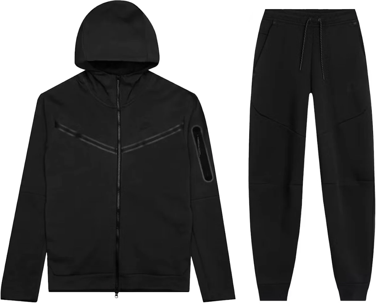 Nike Sportswear Tech Fleece Full-Zip Hoodie & Joggers Set Black Men's ...