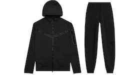 Set Nike Sportswear Tech Fleece durchgehender Reißverschluss Kapuzenpullover und Jogginghose schwarz