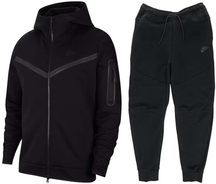 pijpleiding Politie gesponsord Nike Sportswear Tech Fleece Full Zip Hoodie & Joggers Set Black Men's - US