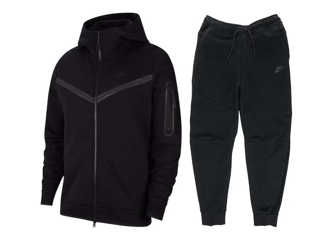 Pre-owned Nike Sportswear Tech Fleece Full-zip Hoodie & Joggers Set Black