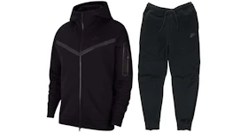 Nike Tech Fleece Full Zip Hoodie & Joggers Set Black