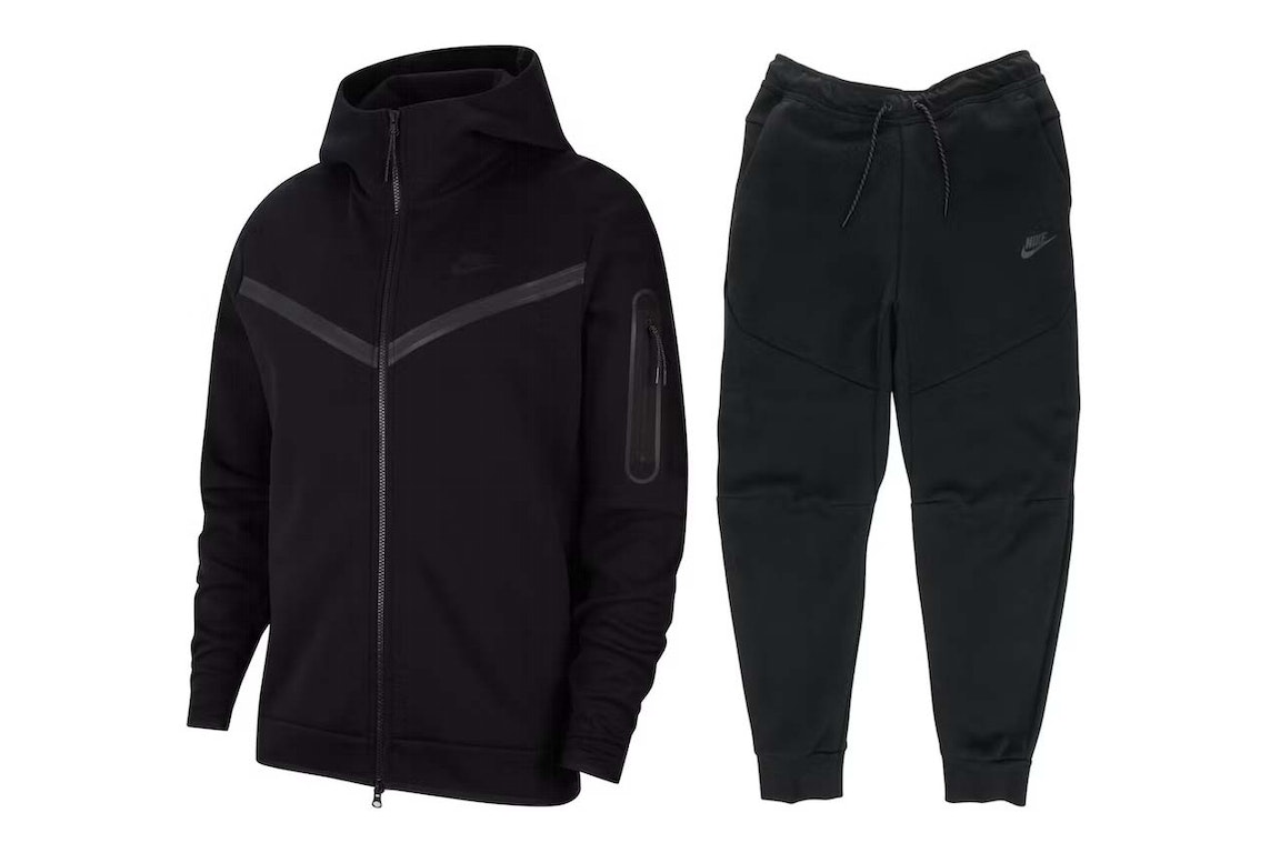 Pre-owned Nike Sportswear Tech Fleece Full-zip Hoodie & Joggers Set Black