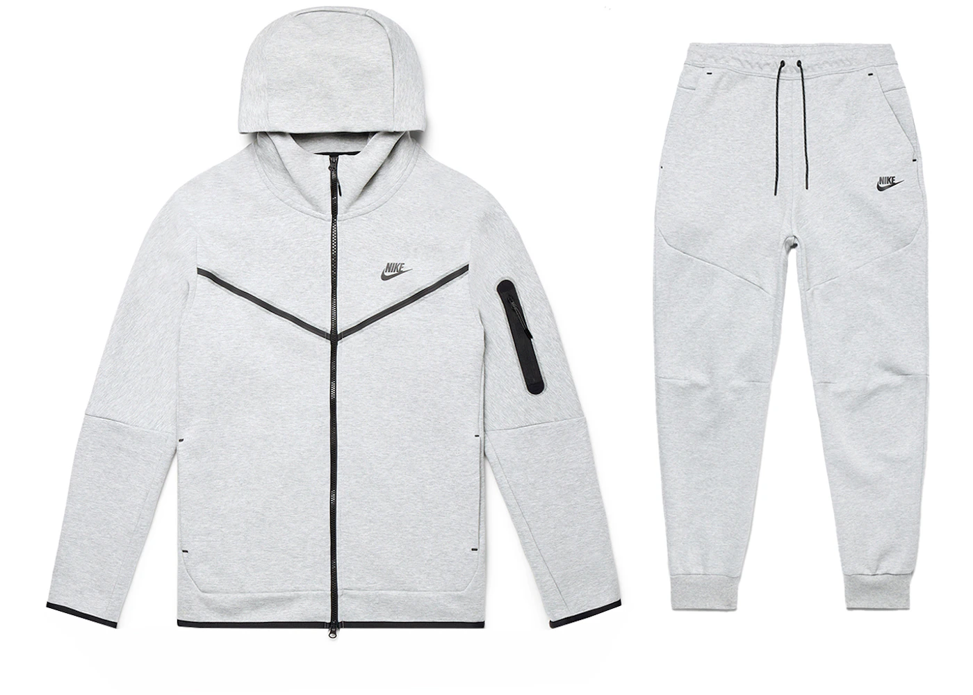 Nike Sportswear Tech Fleece Full Zip Hoodie Joggers Set Grey