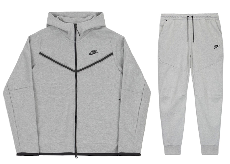 Nike Sportswear Tech Fleece Full Zip Hoodie Joggers Set Grey