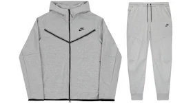 Set Nike Sportswear Tech Fleece durchgehender Reißverschluss Kapuzenpullover und Jogginghose grau