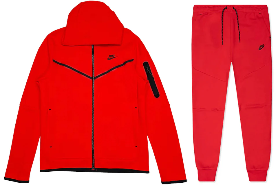 Nike Sportswear Tech Fleece Full Zip Hoodie & Joggers Set University Red Men's - FW21 - US