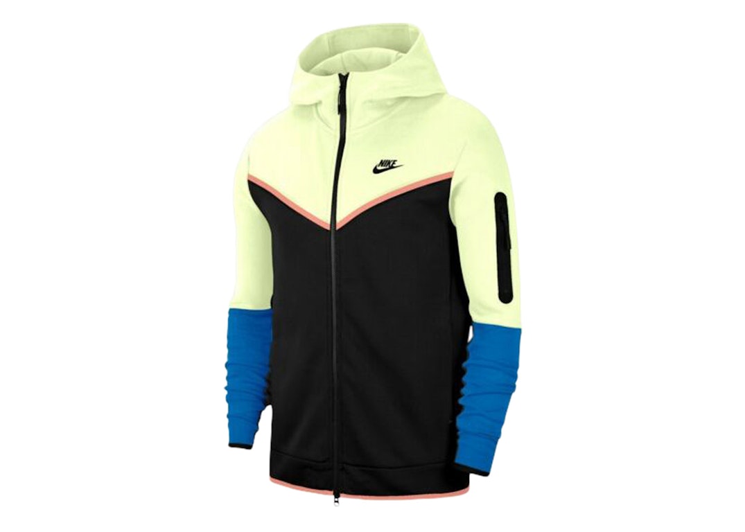 Pre-owned Nike Sportswear Tech Fleece Full-zip Hoodie Lime Ice/black/signal Blue/black