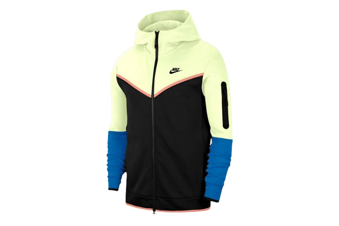 Pre-owned Nike Sportswear Tech Fleece Full-zip Hoodie Lime Ice/black/signal Blue/black