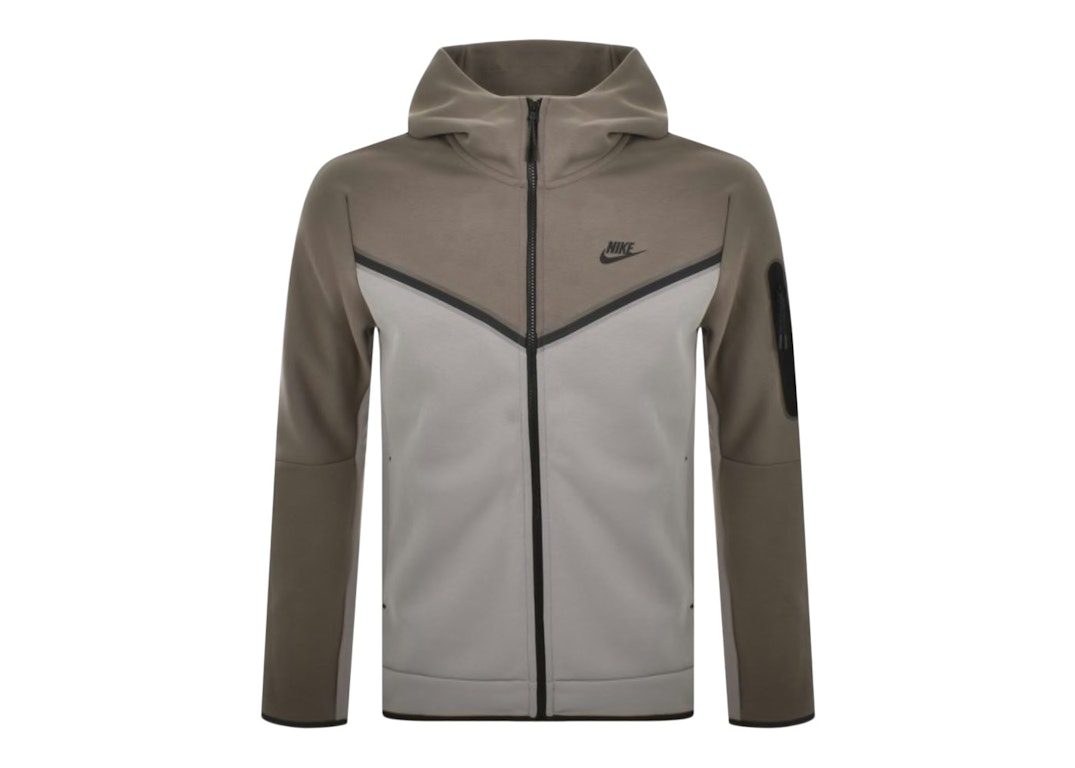 Pre-owned Nike Sportswear Tech Fleece Full-zip Hoodie Olive Grey/enigma Stone/black