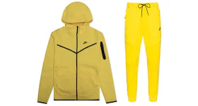 Nike Sportswear Tech Fleece Full Zip Hoodie & Pant Set Yellow Strike/Black