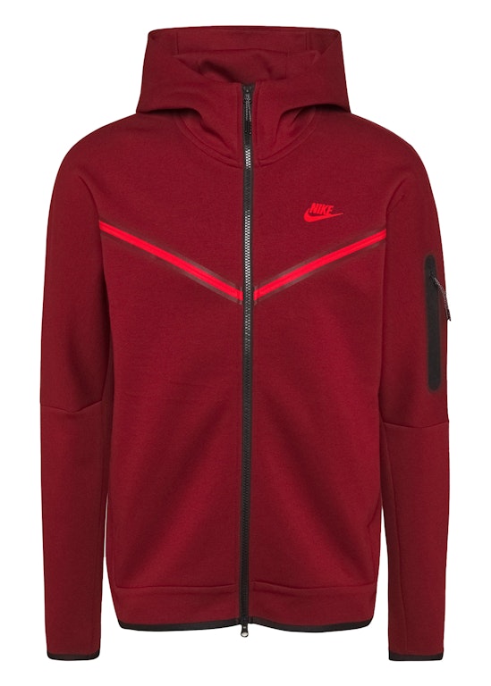 Pre-owned Nike Sportswear Tech Fleece Full-zip Hoodie Team Red/black