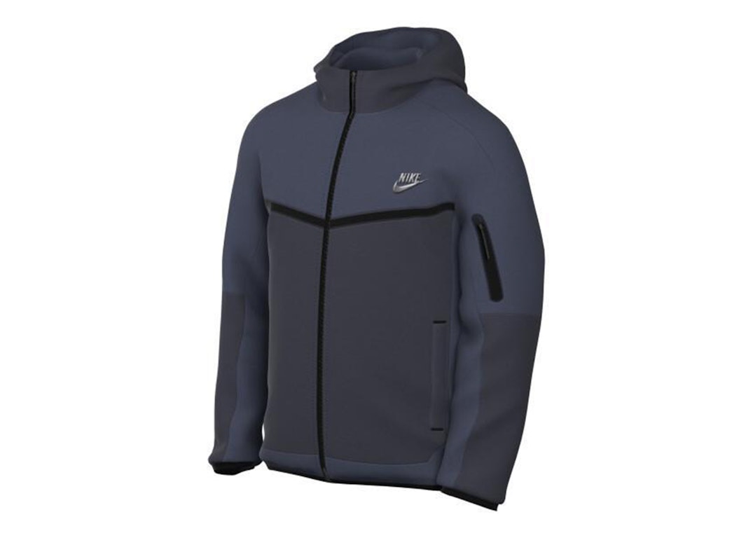 Pre-owned Nike Sportswear Tech Fleece Full-zip Hoodie Thunder Blue/dark Obsidian/metallic Cool Grey