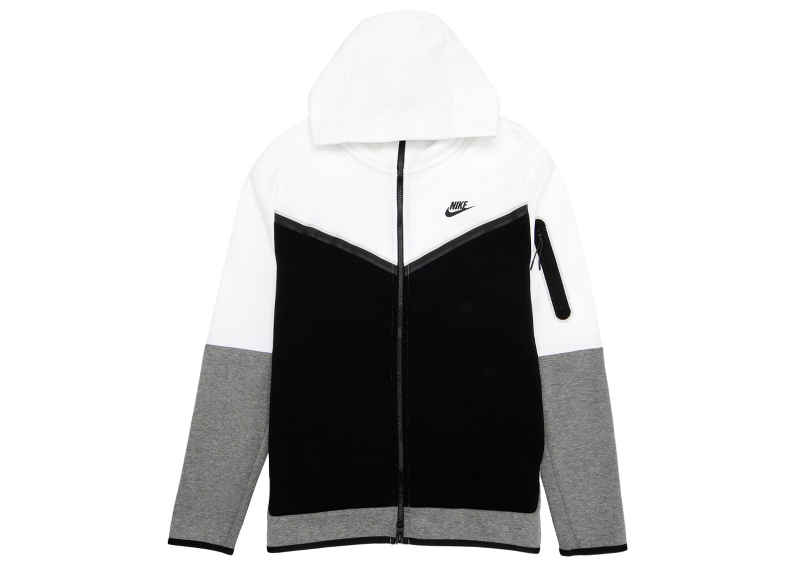 Nike Tech Fleece Full-Zip Hoodie White/Black/Carbon Heather/Black 