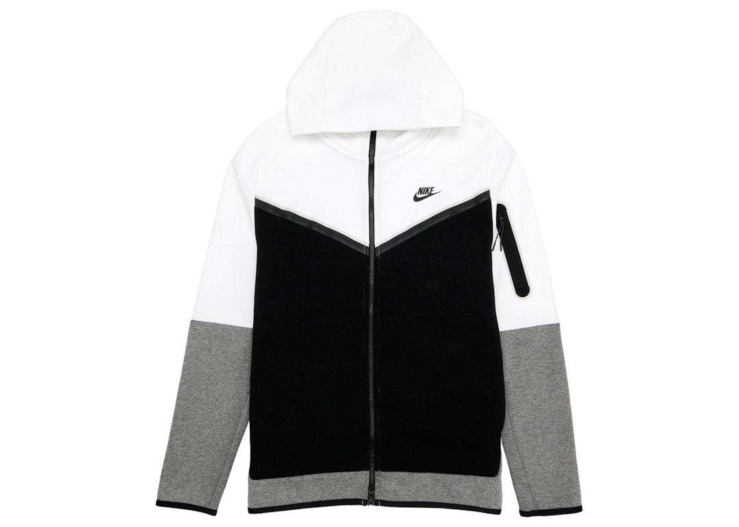 Pre-owned Nike Sportswear Tech Fleece Full-zip Hoodie White/black/carbon Heather/black