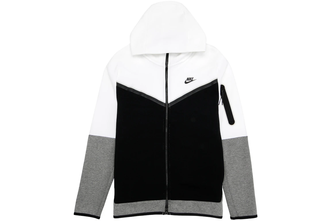 Nike Tech Fleece Full-Zip Hoodie White/Black/Carbon Heather/Black