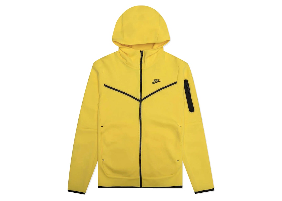 Pre-owned Nike Sportswear Tech Fleece Full-zip Hoodie Yellow Strike/black