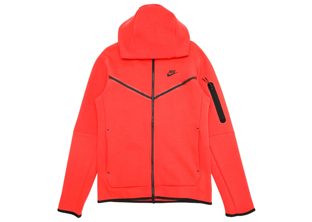 Pre-owned Nike Sportswear Tech Fleece Full-zip Hoodie Lobster Red/black
