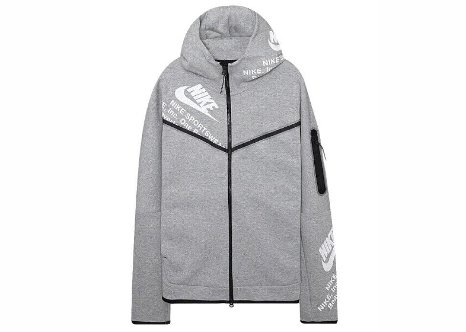 Nike Sportswear Tech Fleece Graphic Full-Zip Hoodie Grey Men's