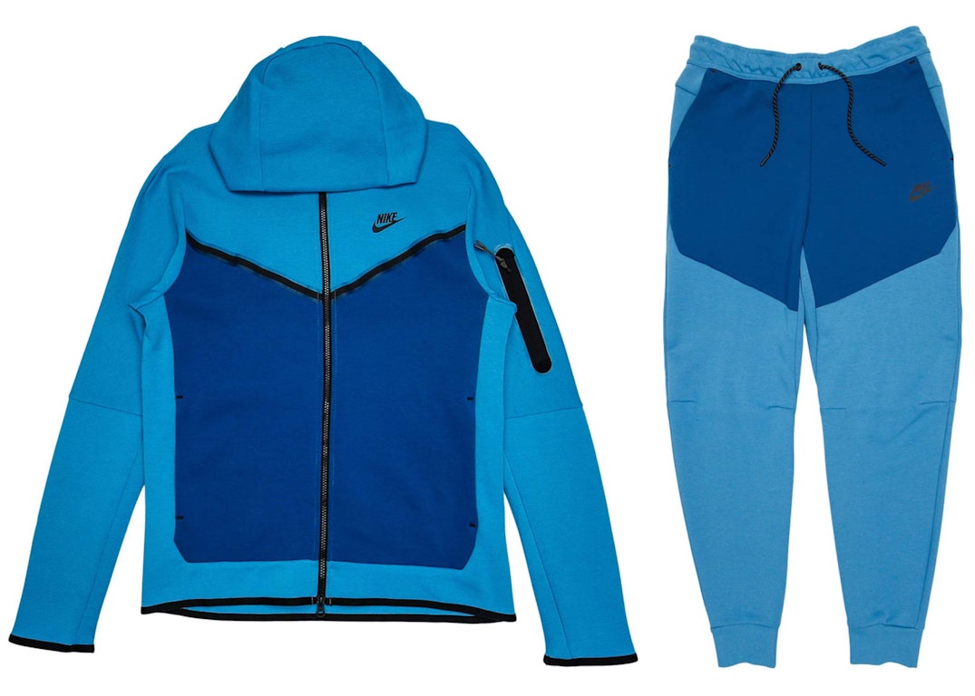 Pre-owned Nike Sportswear Tech Fleece Hoodie & Joggers Set Dutch Blue/court Blue/black