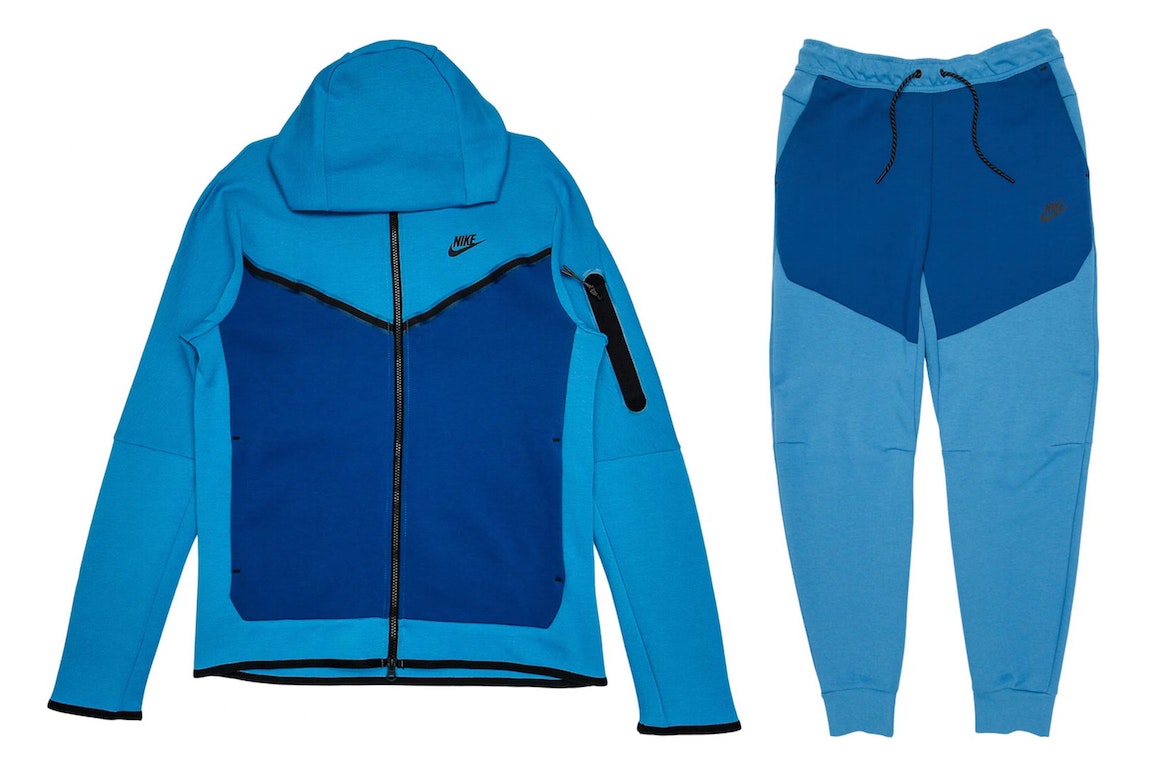Pre-owned Nike Sportswear Tech Fleece Hoodie & Joggers Set Dutch Blue/court Blue/black