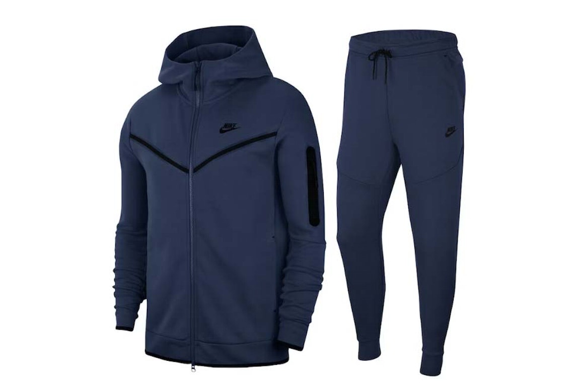 Pre-owned Nike Sportswear Tech Fleece Hoodie & Joggers Set Midnight Navy/black